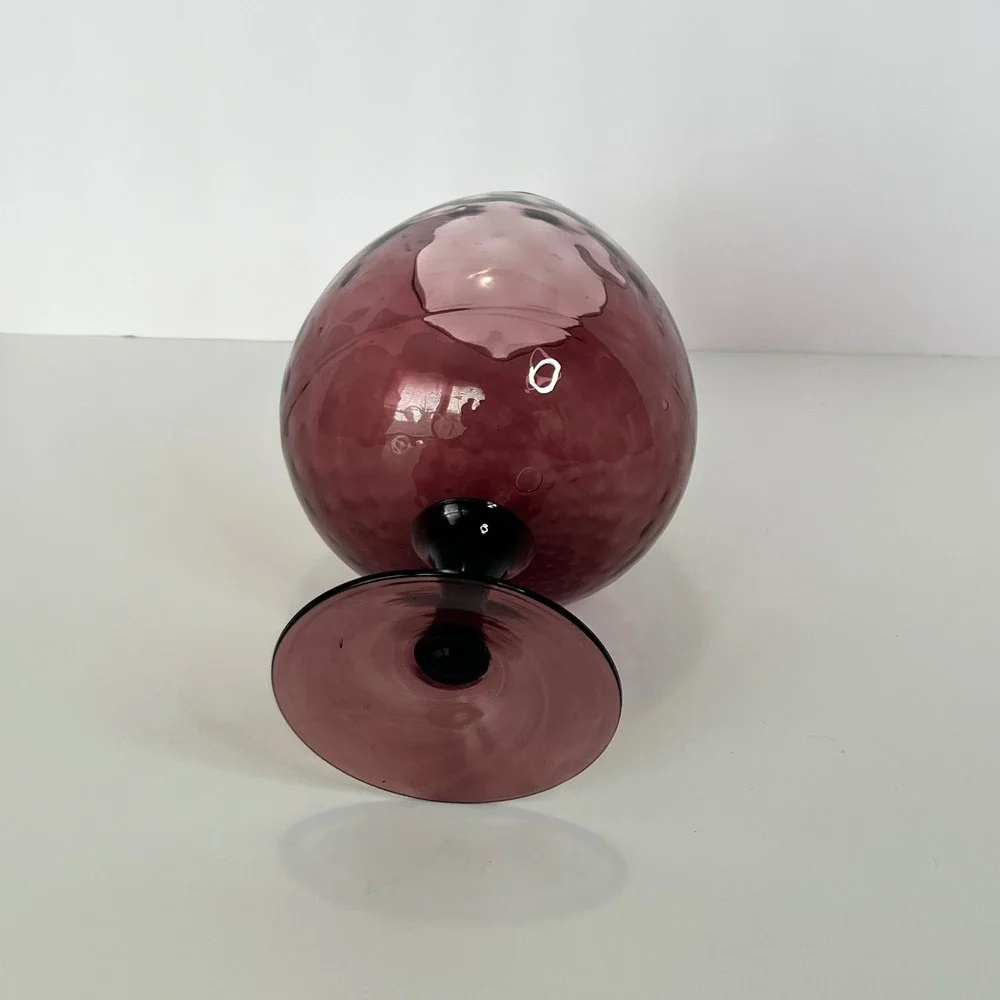 Amethyst Purple Hand Blown empoli Glass Oversized Brandy Snifter Vase 9.5 Inch